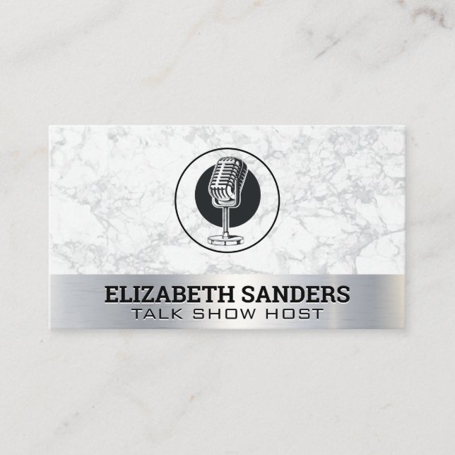 Tarjeta De Visita Micrófono antiguo podcast (Anverso)