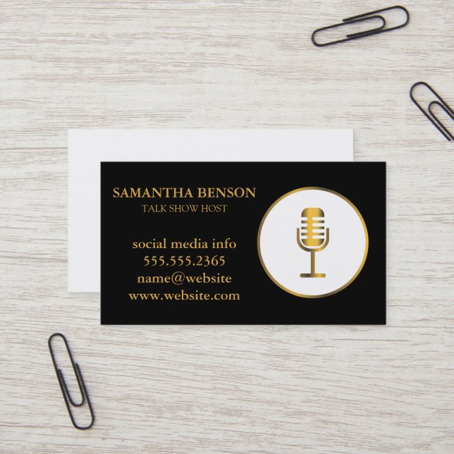 Tarjeta De Visita Micrófono de música elegante | Cantante | Host de  (Anverso/Reverso In Situ)