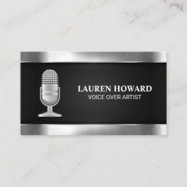 Tarjeta De Visita Micrófono metálico | Malla negra
