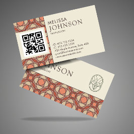 Tarjeta De Visita Mid-Century Modern Geometric Interior Designer QR