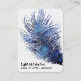 Tarjeta De Visita *~* Midnight Blue Sky Cosather Feather Boho Verde