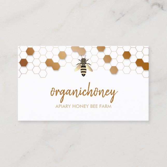 Tarjeta De Visita Miel cruda Pura Apiar Honeycomb (Anverso)