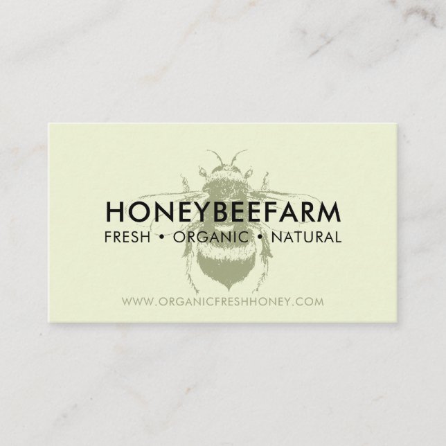 Tarjeta De Visita Miel de abeja Apícola Abejorro simple Limpia Verde (Anverso)