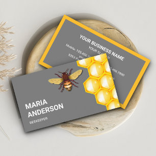 Tarjeta De Visita Miel de colmena de abeja mielera amarilla apiculto