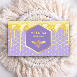 Tarjeta De Visita Miel Goteante Lavanda Dorada Miel de Abeja