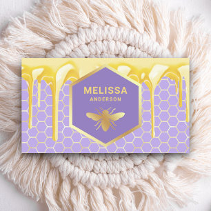 Tarjeta De Visita Miel Goteante Lavanda Dorada Miel de Abeja