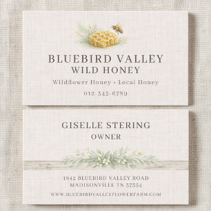 Tarjeta De Visita Miel Silvestre Shabby Chic Lino Campo