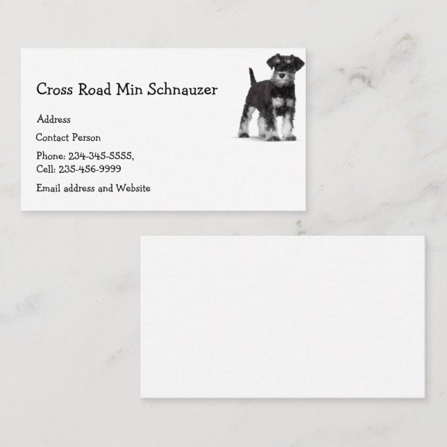 Tarjeta De Visita Min Schnauzer Dog Mascota Animal Business Card Mag (Anverso / Reverso)