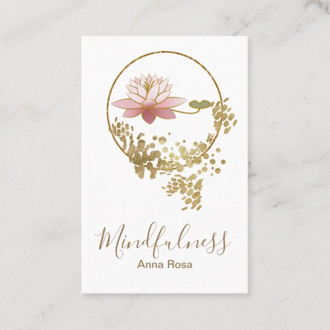 Tarjeta De Visita Mindfulness de la meditación de la yoga de Lotus (Anverso)