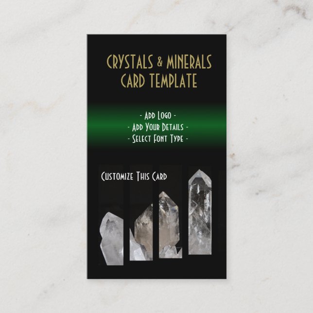 Tarjeta De Visita Minerales - Cristales blancos de curación de cuarz (Anverso)