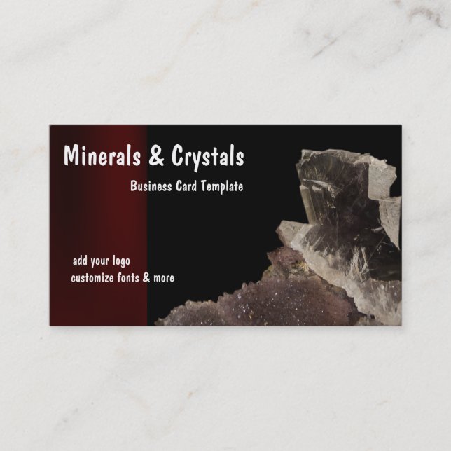 Tarjeta De Visita Minerales y cristales de cuarzo (Anverso)