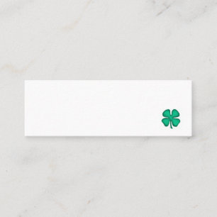 Tarjeta de visita mini blanca Lucky 4 Leaf Irish C