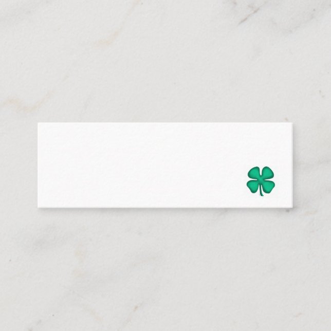 Tarjeta de visita mini blanca Lucky 4 Leaf Irish C (Anverso)