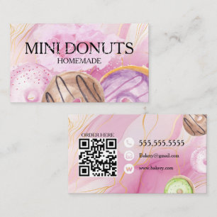 Tarjeta De Visita Mini Donas Panadería Dulces Acuarela