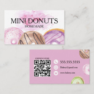 Tarjeta De Visita Mini Donas Panadería Dulces Rosa