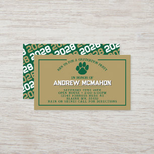 Tarjeta De Visita Mini graduación de Green & Gold Pawprint