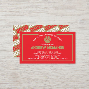 Tarjeta De Visita Mini graduación de huella de oro y rojo
