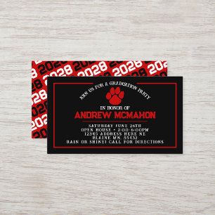 Tarjeta De Visita Mini graduación de huella digital negra y roja
