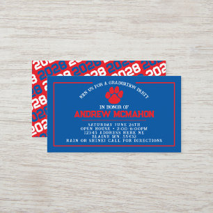 Tarjeta De Visita Mini graduación de huella digital roja y azul