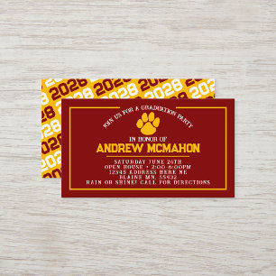 Tarjeta De Visita Mini graduación de Maroon & Gold Pawprint
