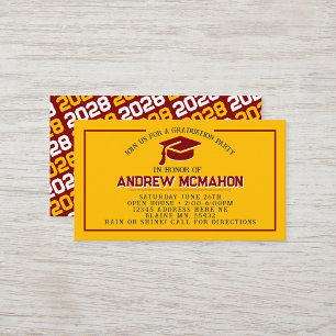 Tarjeta De Visita Mini graduación de Oro y Maroon
