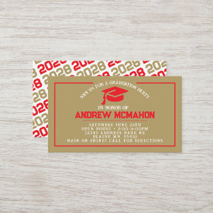 Tarjeta De Visita Mini graduación de Red & Gold Invitan