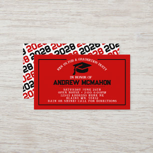 Tarjeta De Visita Mini graduación en rojo y negro invitan