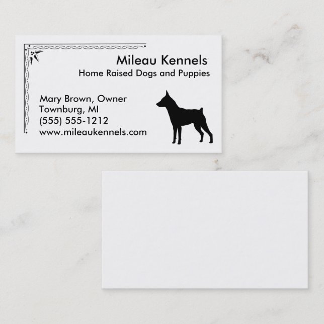 Tarjeta De Visita Miniatura Pinscher Silhouette (Anverso / Reverso)