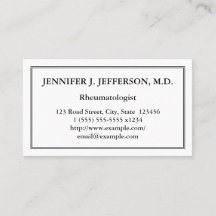Tarjeta de visita mínima del reumatólogo