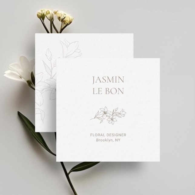 Tarjeta de visita Mínima Floral Square de moda (Subido por el creador)