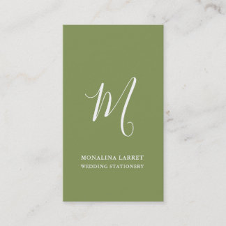 Tarjeta De Visita Mínima Moda Monograma Verde Sage Moderno
