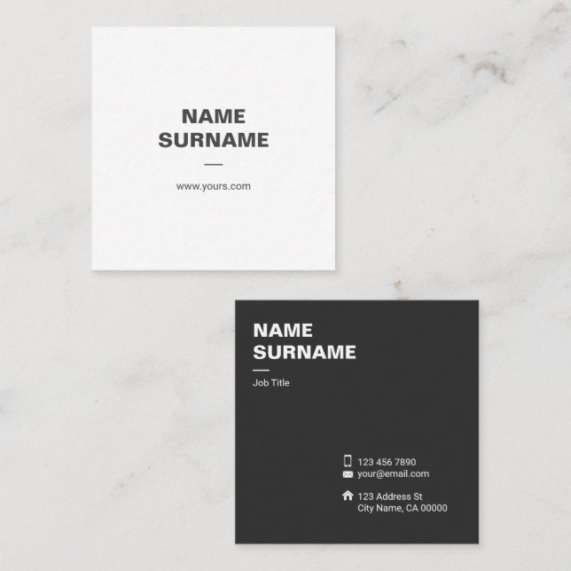 Tarjeta de visita mínima profesional del cuadrado (Anverso / Reverso)