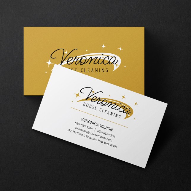 Tarjeta De Visita Minima Simple Empleada del Hogar de Oro Blanco (Subido por el creador)