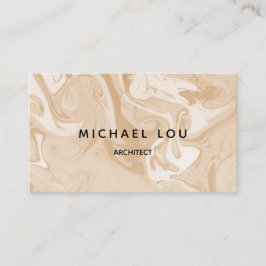 Tarjeta De Visita Mínima textura de mármol beige moderna