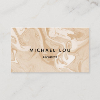 Tarjeta De Visita Mínima textura de mármol beige moderna