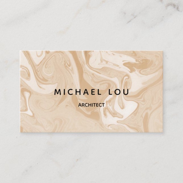 Tarjeta De Visita Mínima textura de mármol beige moderna (Anverso)