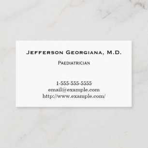 Tarjeta de visita mínima y elegante del pediatra