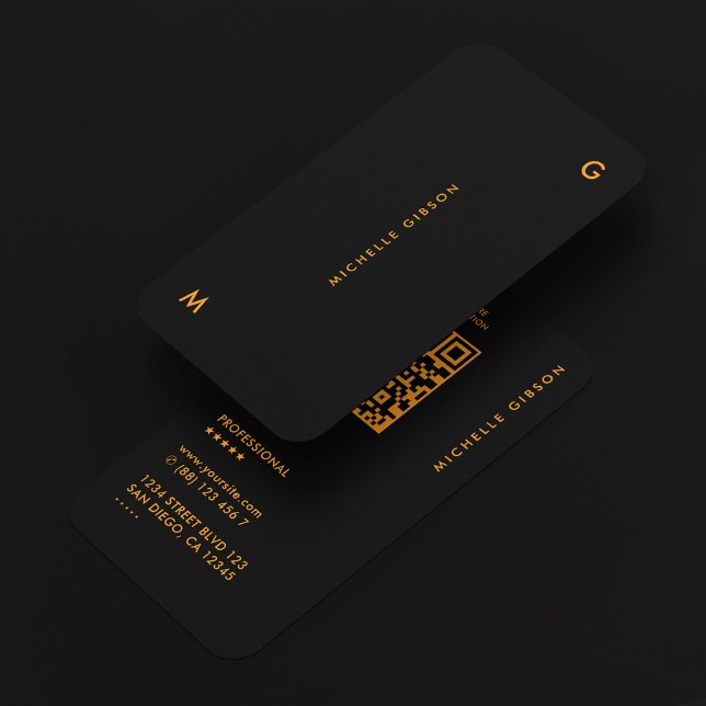 Tarjeta De Visita Minimal Black Orange Contractor Construction (Minimal Black Orange Contractor Construction Business Card
)