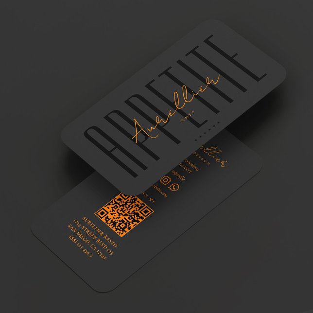 Tarjeta De Visita Minimal Chef Kitchen Black Orange Cooking (Minimal Chef Kitchen Black Orange Cooking Business Card
)