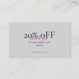 Tarjeta De Visita Minimal Coral Pink QR Discount Business Card