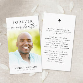 Tarjeta De Visita Minimal Cross Photo Funeral Memorial Prayer Card
