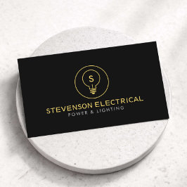 Tarjeta De Visita Minimal Electrician Company Logo Black