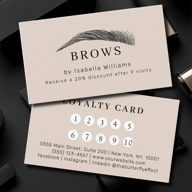 Tarjeta De Visita Minimal Elegant Eyebrow Salon Loyalty (Minimal Elegant Eyebrow Salon Salon Loyalty Business Card)