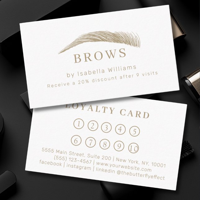 Tarjeta De Visita Minimal Elegant Eyebrow Salon Loyalty (Minimal Elegant Eyebrow Salon Salon Loyalty Business Card)