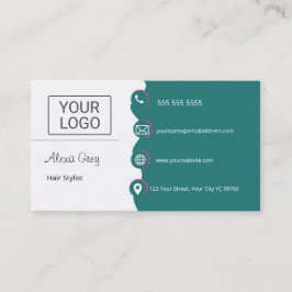 Tarjeta De Visita Minimal Elegant Green Pink Hair Stylist 