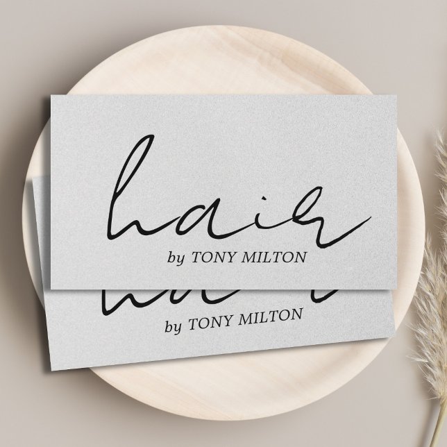 Tarjeta De Visita Minimal Elegant Texture Grey Bold Hair Salon (Subido por el creador)