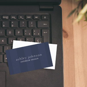 Tarjeta De Visita Minimal elegante en franjas azules en autobús int