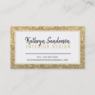 Tarjeta De Visita MINIMAL ESTILO purpurina de oro negro de borde sim