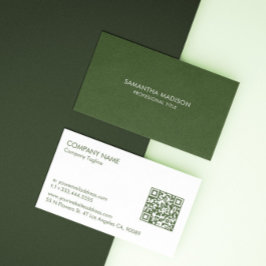 Tarjeta De Visita Minimal Forest Green Tones Linen Burlap Fabric 