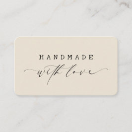 Tarjeta De Visita Minimal Handmade with Love Script Custom Logo 